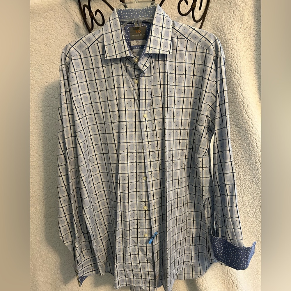 Thomas Dean blue and white button down